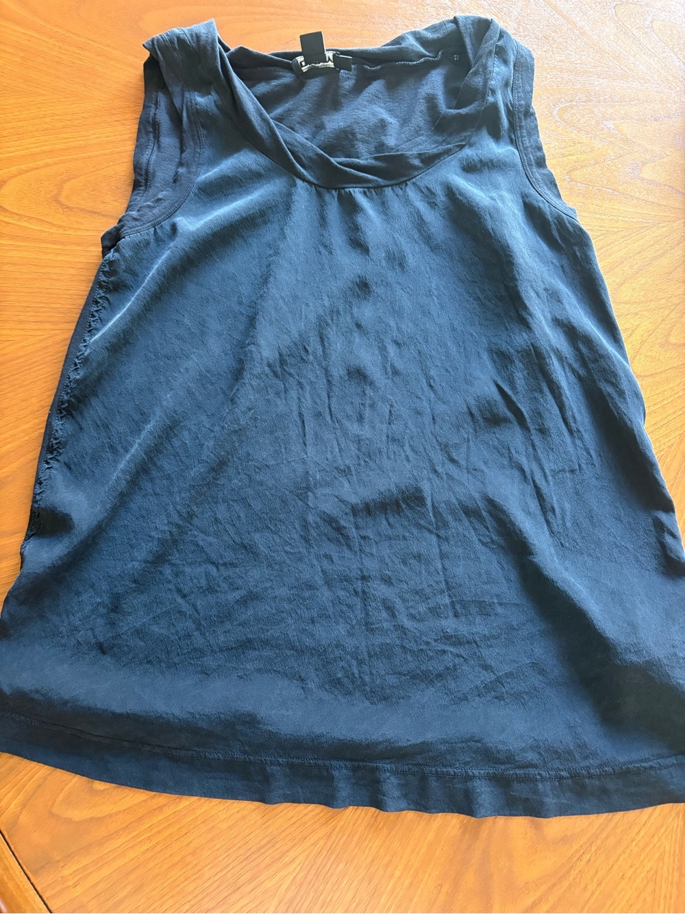 DKNY Black Crew Neck Tank Top- Silk front- Cotton back